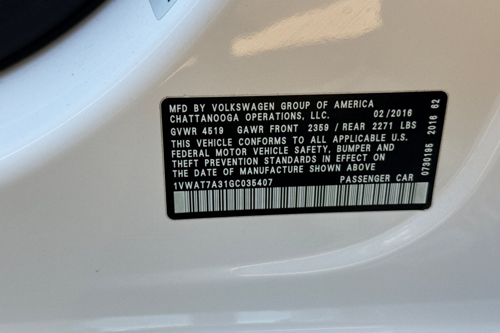 2016 Volkswagen Passat 1.8T S
