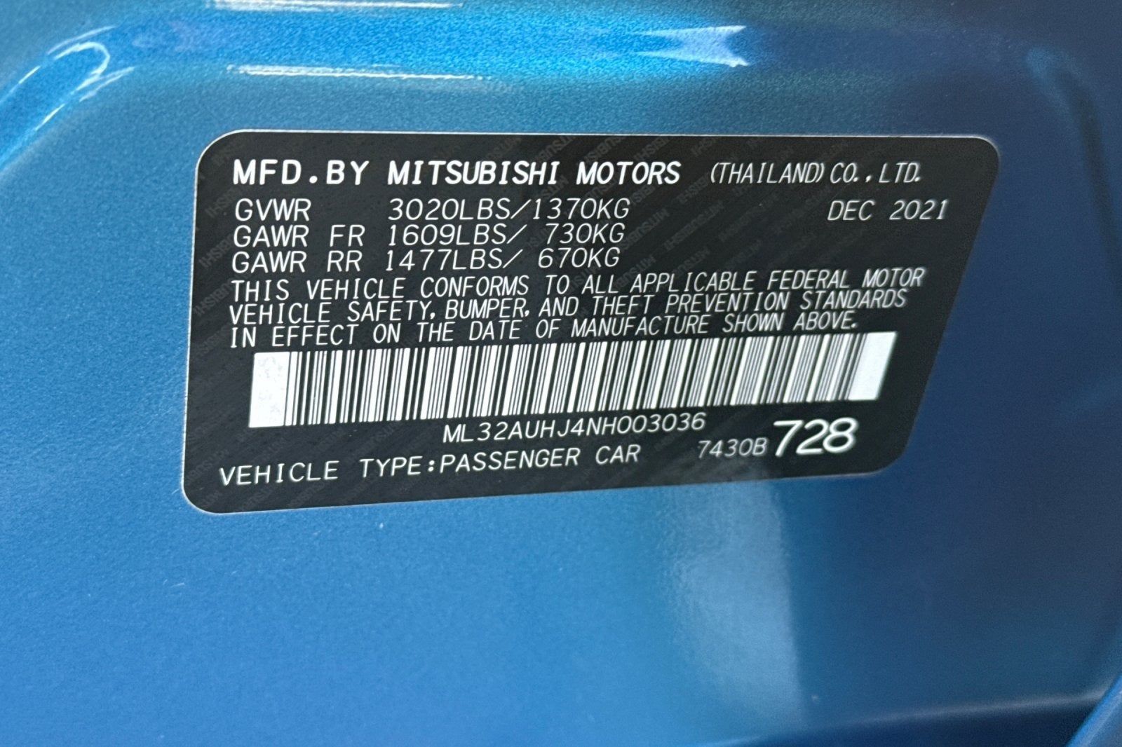 2022 Mitsubishi Mirage ES